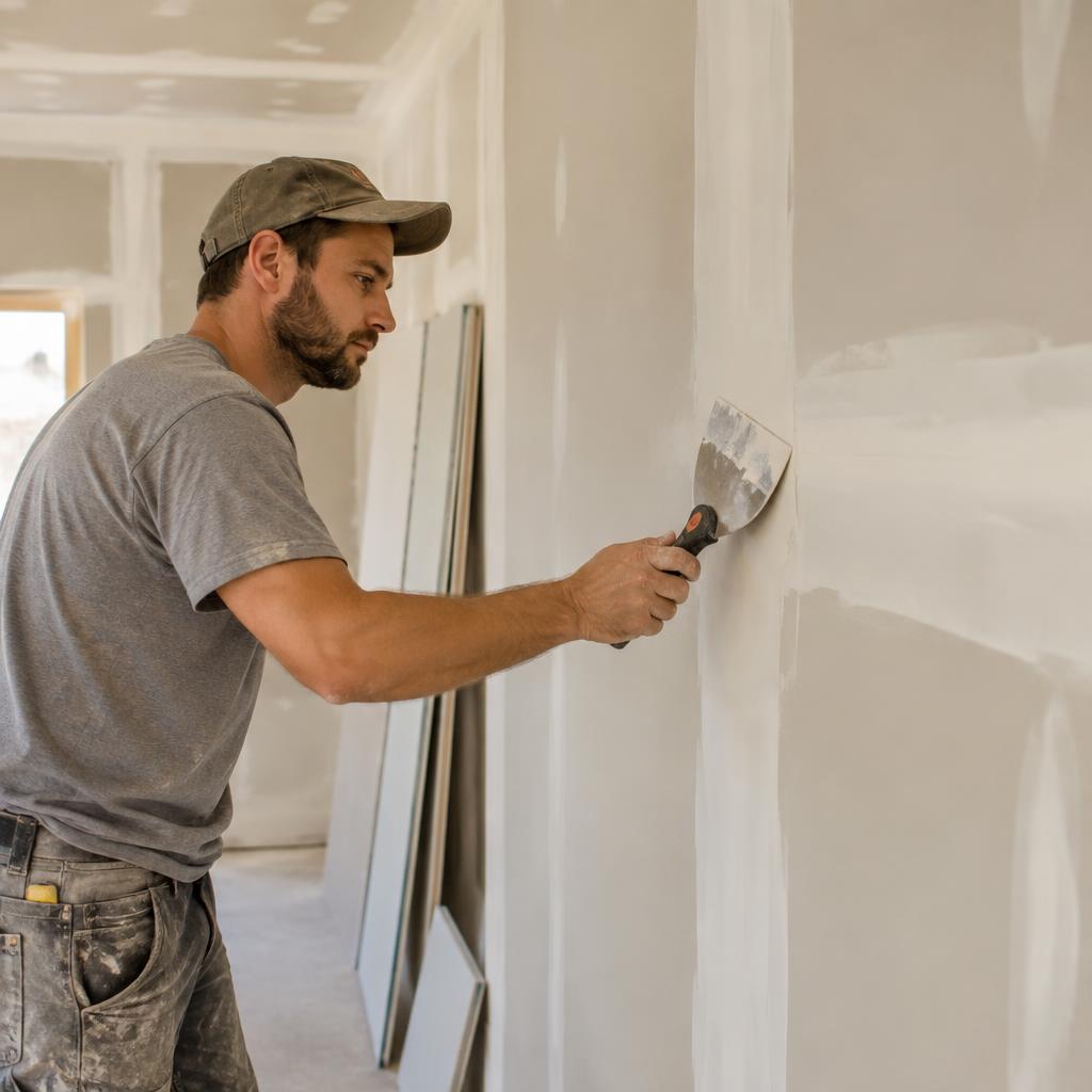 Smooth drywall finishing ready for paint