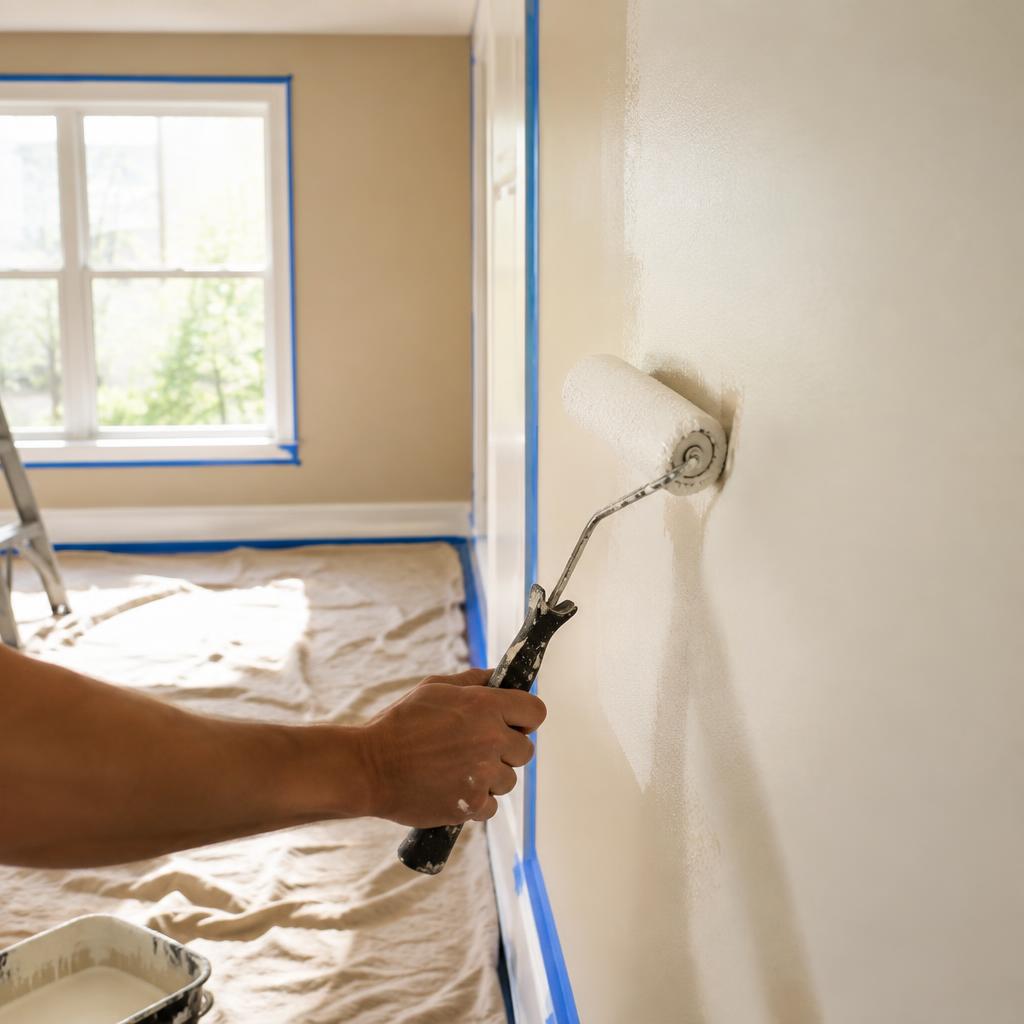 Interior painting with crisp, clean lines and prepped walls